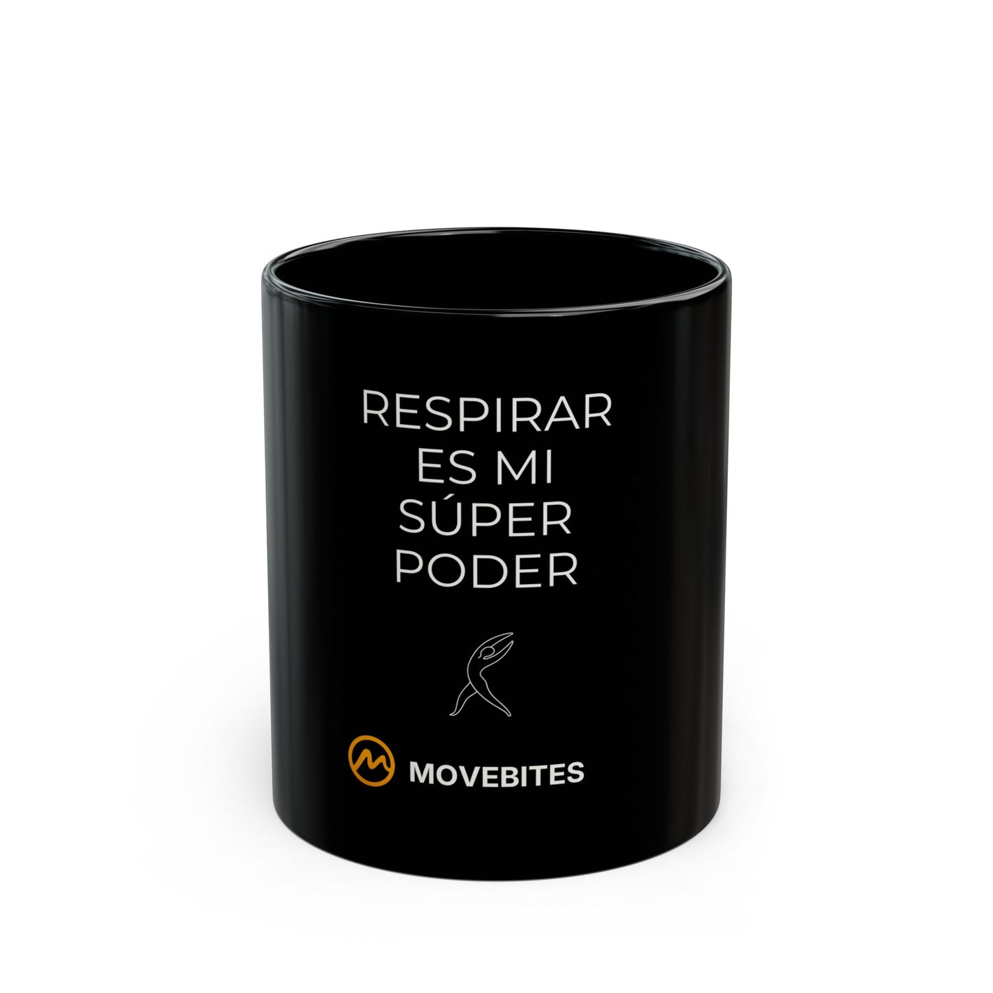 Inspirational Spanish Mug — "Respirar es mi súper poder" Black Coffee Cup
