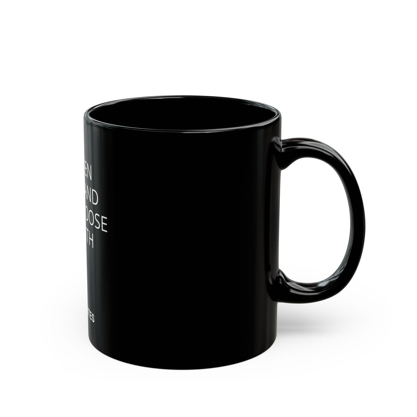Black Ceramic Mug — BETWEEN STRESS AND ME... I CHOOSE A BREATH